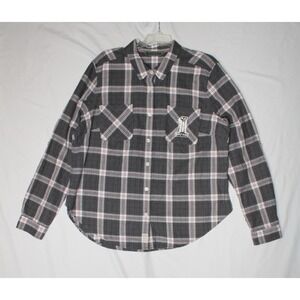 Harley-Davidson Womens Sketchy #1 Skull Plaid Long Sleeve Shirt Gray 2XL - NWT